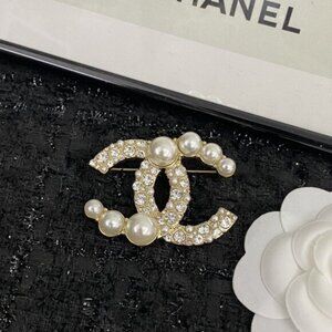 Chanel Double C Pearl Brooch